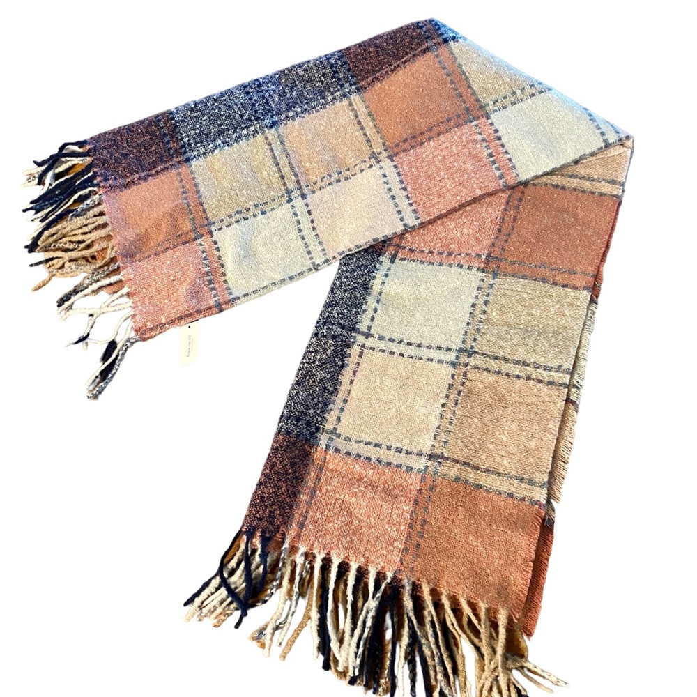 Francesca's Collections Pink and Blue Throw Blanket with Fringe